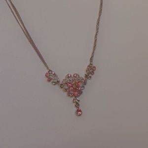 Victorian Look Pink Jewels Necklace